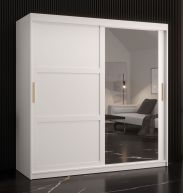 Moderner Kleiderschrank mit genügend Stauraum Liskamm 37, Farbe: Weiß matt - Abmessungen: 200 x 180 x 62 cm (H x B x T), mit einer Spiegeltür