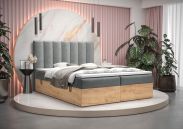 Elegantes Boxspringbett mit Stauraum Pilio 04, Farbe: Grau / Eiche Golden Craft - Liegefläche: 140 x 200 cm (B x L)