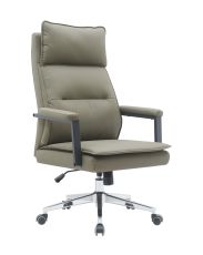 Bürostuhl aus Kunstleder Tawi 02, drehbar und höhenverstellbar, Farbe: Olivgrün, ergonomisch geformte Rückenlehne, Maße: 109-117 x 49 x 71 cm, für Büro