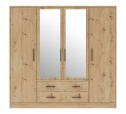 Schlichter Kleiderschrank Hannut 19, Farbe: Eiche Artisan - Abmessungen: 190 x 200 x 56 cm (H x B x T)