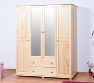 Kleiderschrank Kiefer Vollholz massiv natur Junco 01 - Abmessungen: 195 x 160 x 60 cm (H x B x T)