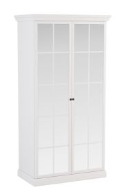 Kleiderschrank Torsakala 06 mit 200 x 102 x 56 cm, 2 Einlegeböden, 2 eleganten Glastüren, 3 praktischen Fächern, 1 Kleiderstange, Weiß Opal, ABS