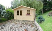 Gartenhaus R12 - 44 mm Blockbohlenhaus, Grundfläche: 13,90 m², Satteldach