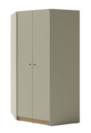 Eckkleiderschrank Sampont 02, Mintgrün / Eiche dunkel, 195 x 95 x 95 cm, mit 10 Fächern und 2 Kleiderstangen, ABS-Kanten, stabil und langlebig