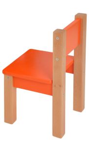 Kindersessel 2er-Set Laurenz Buche Vollholz massiv natur / orange - Abmessungen: 50 x 28 x 28 cm (H x B x T)