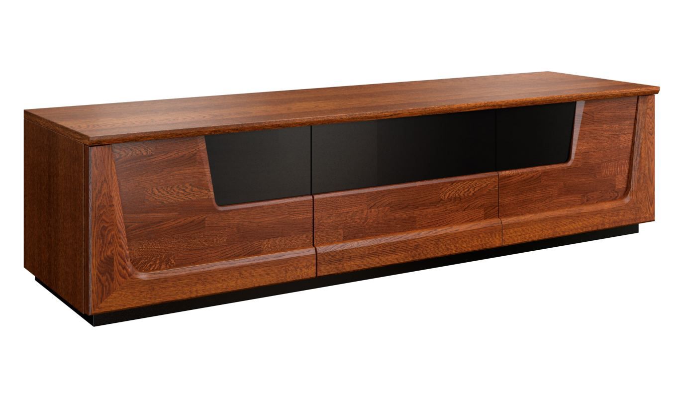 TV-Unterschrank "Lopar" 11, Farbe: Nuss / Schwarz, teilmassiv - Abmessungen: 46 x 182 x 51 cm (H x B x T)