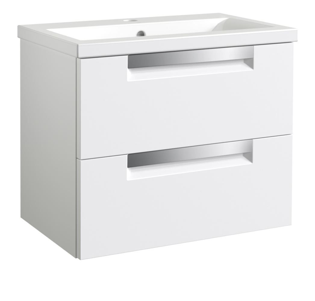 Waschtischunterschrank Purina 25 mit praktischem Soft Close System, Weiß matt, 54 x 61 x 39 cm, helles ansprechendes Design, matt verchromte Griffe