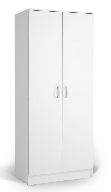 Drehtürenschrank / Kleiderschrank Sidonia 03, Farbe: Weiß - 200 x 82 x 53 cm (H x B x T)