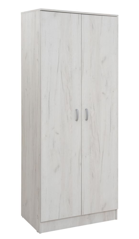 Drehtürenschrank / Kleiderschrank Sidonia 03, Farbe: Eiche Weiß - 200 x 82 x 53 cm (H x B x T)