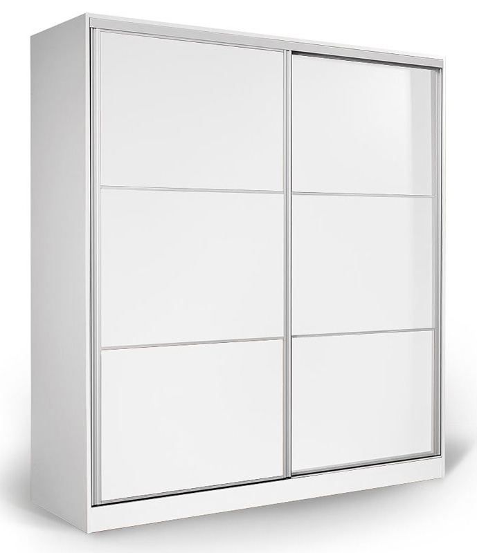 Schiebetürenschrank / Kleiderschrank Aneto 02, Farbe: Weiß - 220 x 200 x 65 cm (H x B x T)