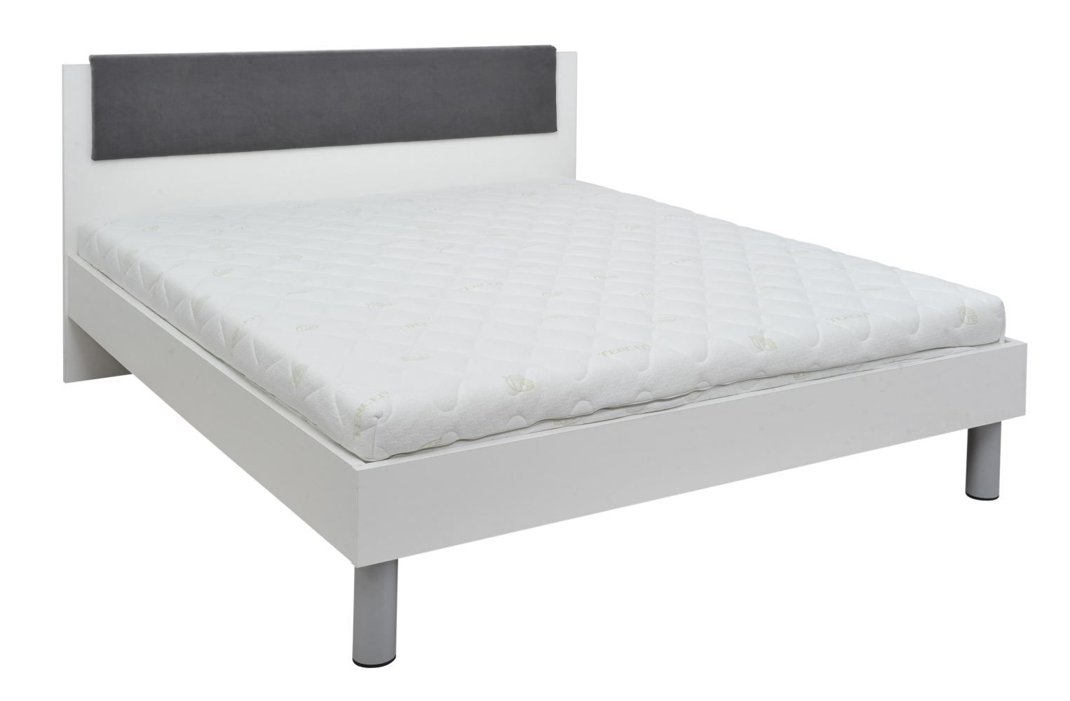 Jugendbett Bermeo 06, Farbe: Weiß / Grau - 160 x 200 cm (B x L)