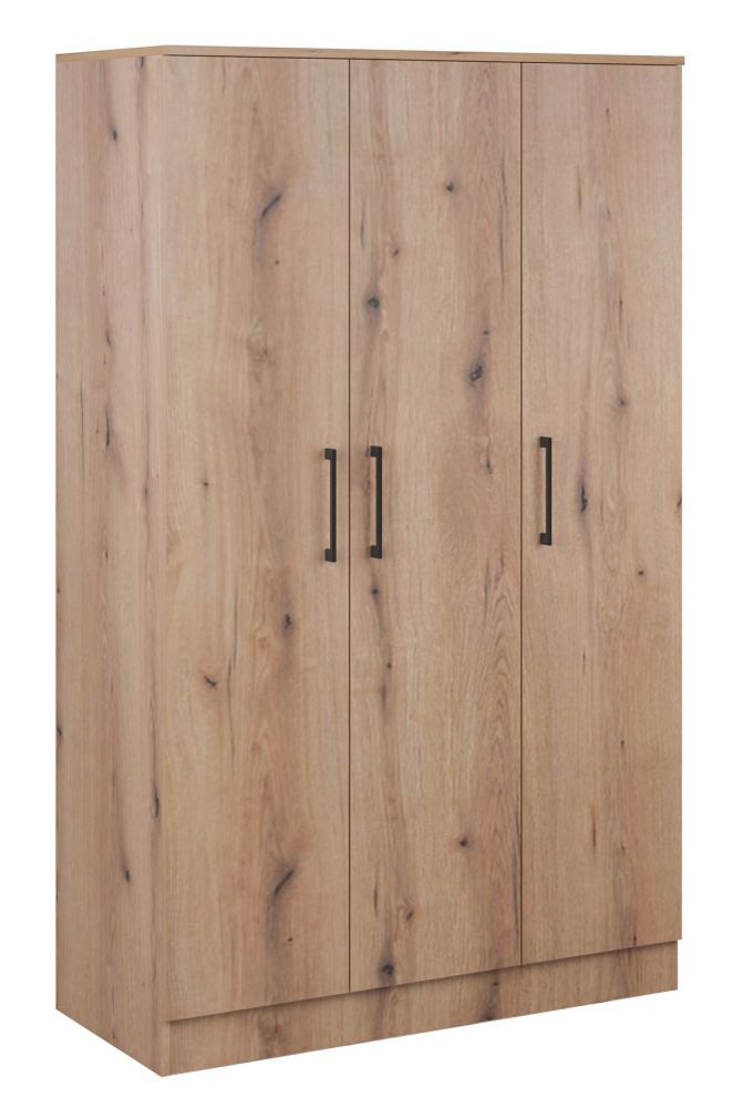 Drehtürenschrank / Kleiderschrank Sidonia 04, Farbe: Eiche Artisan - Abmessungen: 200 x 123 x 53 cm (H x B x T)