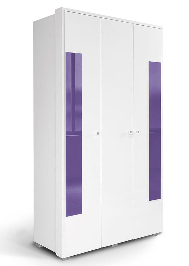 Jugendzimmer - Drehtürenschrank / Kleiderschrank Gabriel 18, Farbe: Weiß / Lila - 220 x 125 x 54 cm (H x B x T)