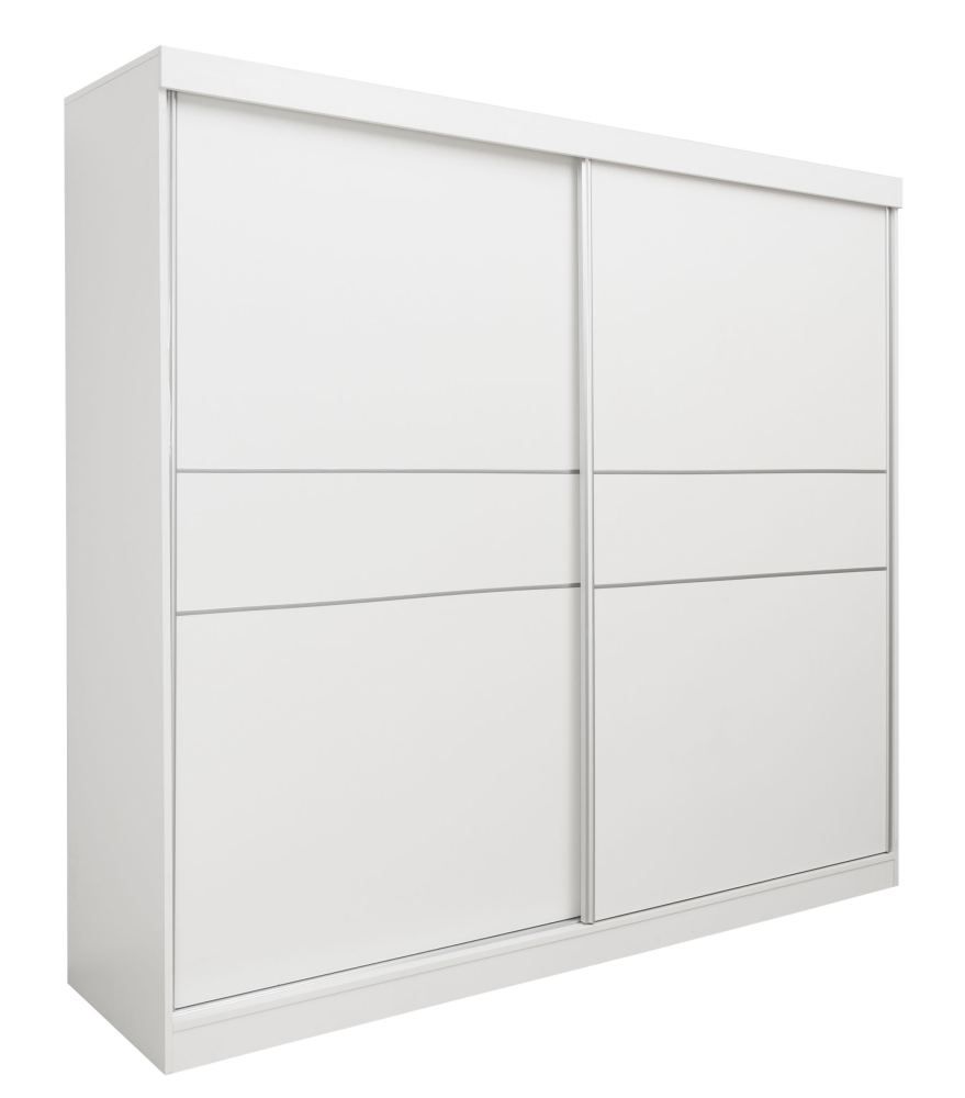 Schiebetürenschrank / Kleiderschrank Bermeo 02, Farbe: Weiß - 220 x 240 x 65 cm (H x B x T)