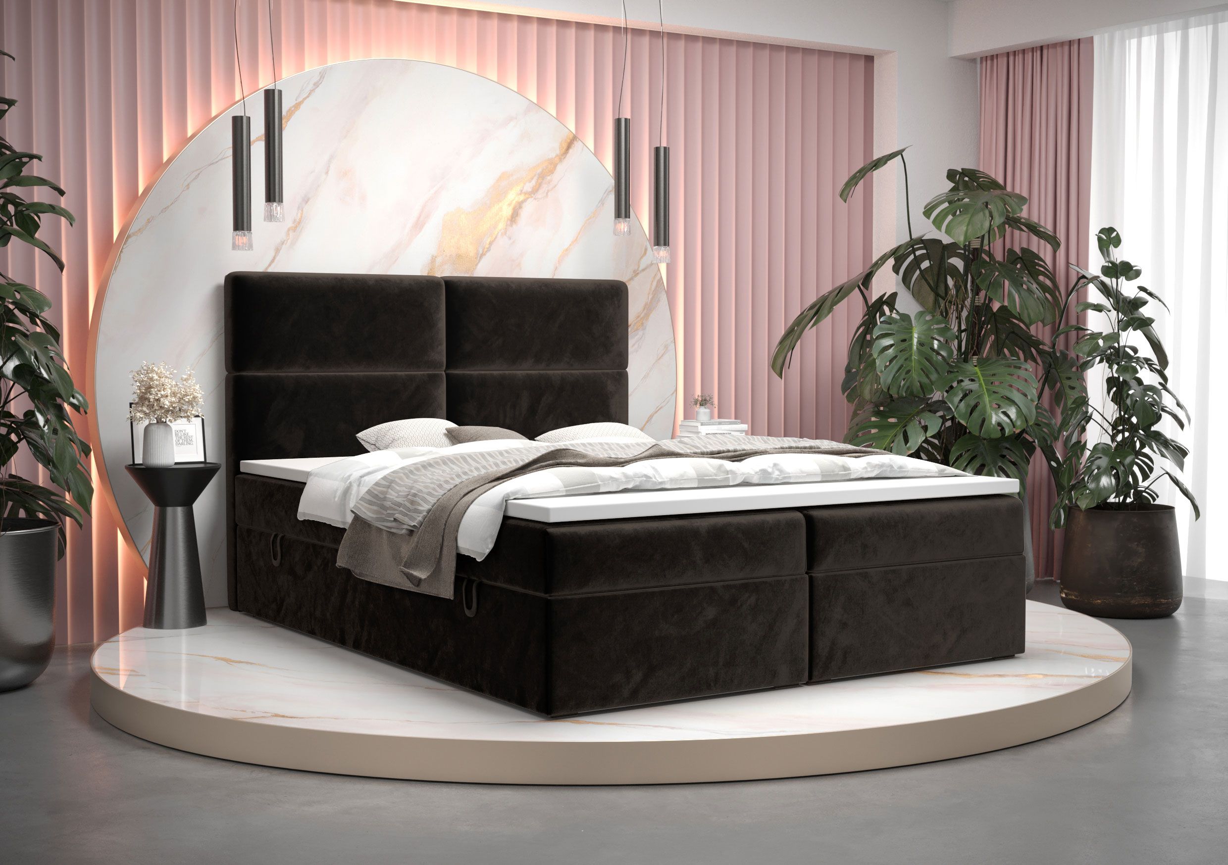 Boxspringbett im schlichten Design Pirin 32, Farbe: Schwarz - Liegefläche: 140 x 200 cm (B x L)