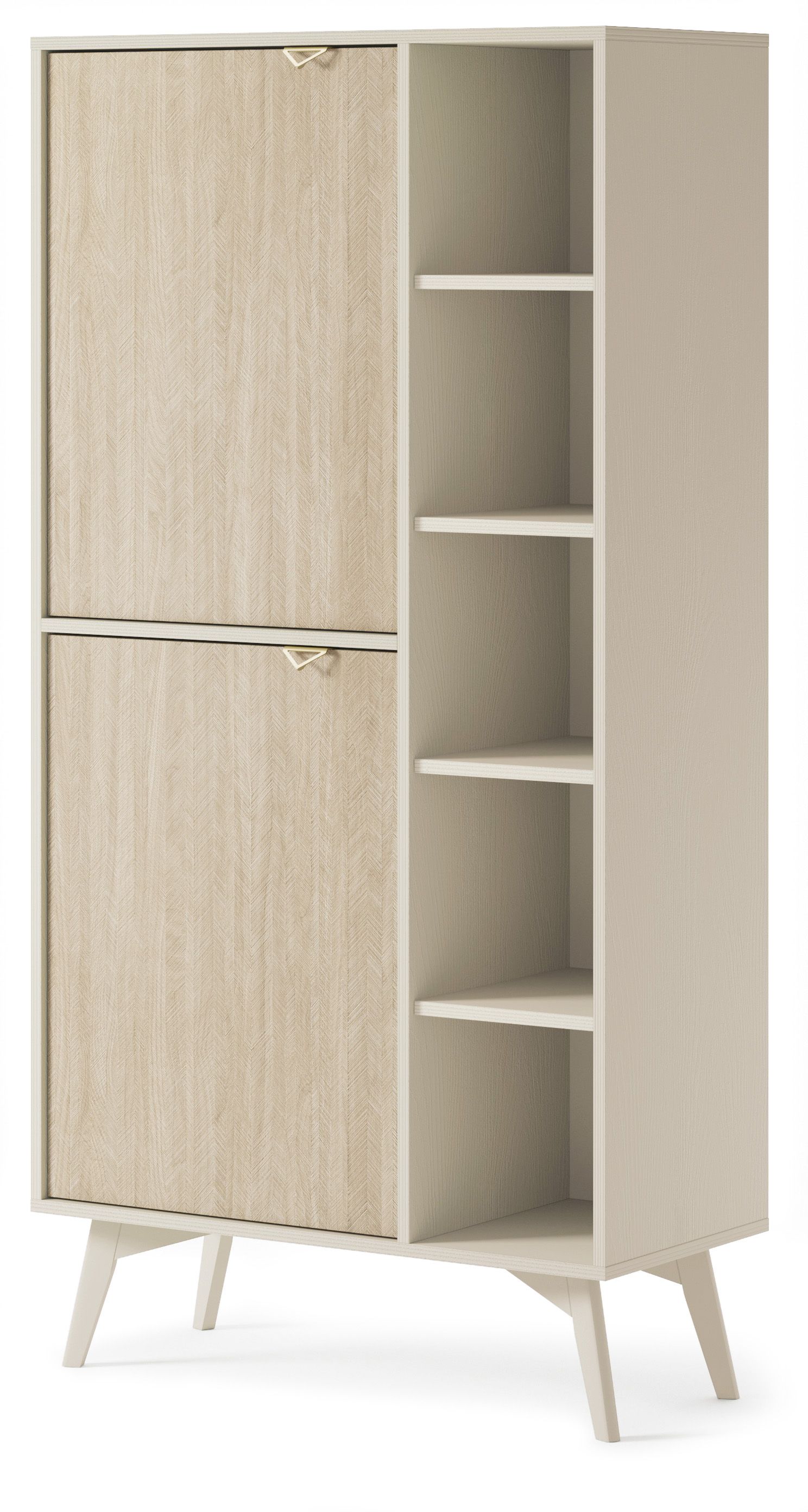 Regal mit genügend Stauraum Crewe 11, Farbe: Beige / Eiche - Abmessungen: 160 x 80 x 38 cm (H x B x T)