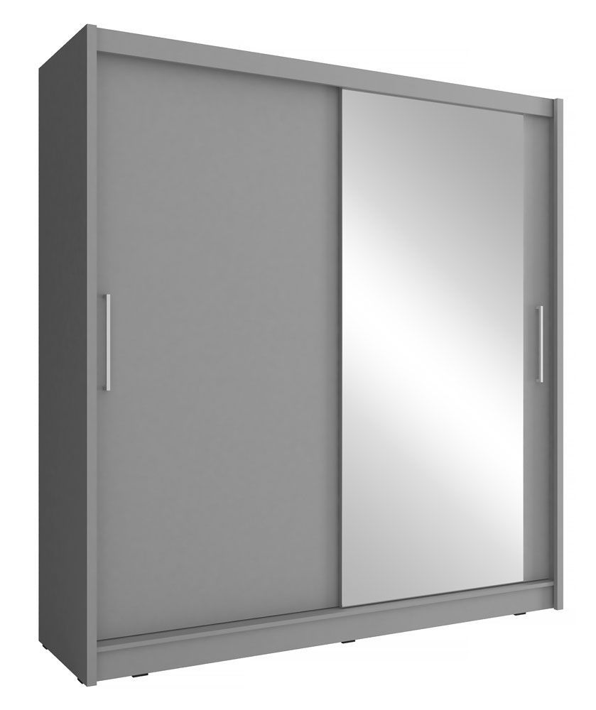 Großer Schwebetürenschrank mit 10 Fächern Warbreck 22, Farbe: Grau - Abmessungen: 214 x 200 x 62 cm (H x B x T)