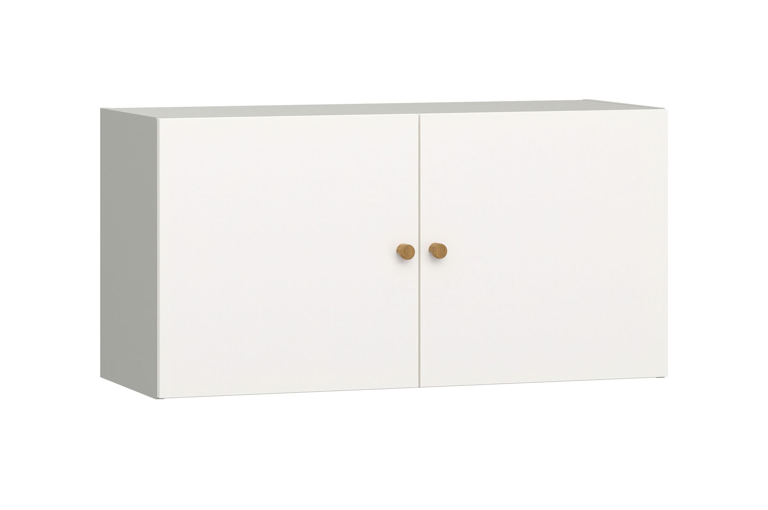 Eleganter Hängeschrank mit zwei Fächer Aenna 87, Farbe: Weiß / Grau, Maße: 50,5 x 100,5 x 33,5 cm, Griffe: Eiche, hochwertige Verarbeitung