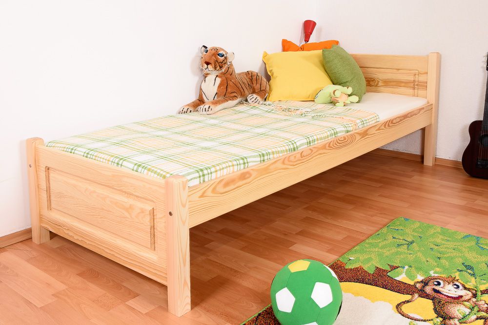 Kinderbett / Jugendbett Kiefer massiv Vollholz natur 78, inkl. Lattenrost - 80 x 200 cm (B x L)