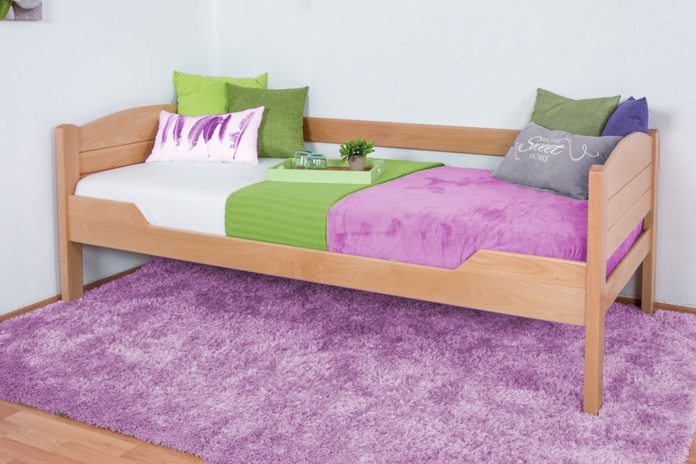 Jugendbett / Kinderbett "Easy Premium Line" K1/s Voll, 90 x 200 cm Buche Vollholz massiv Natur