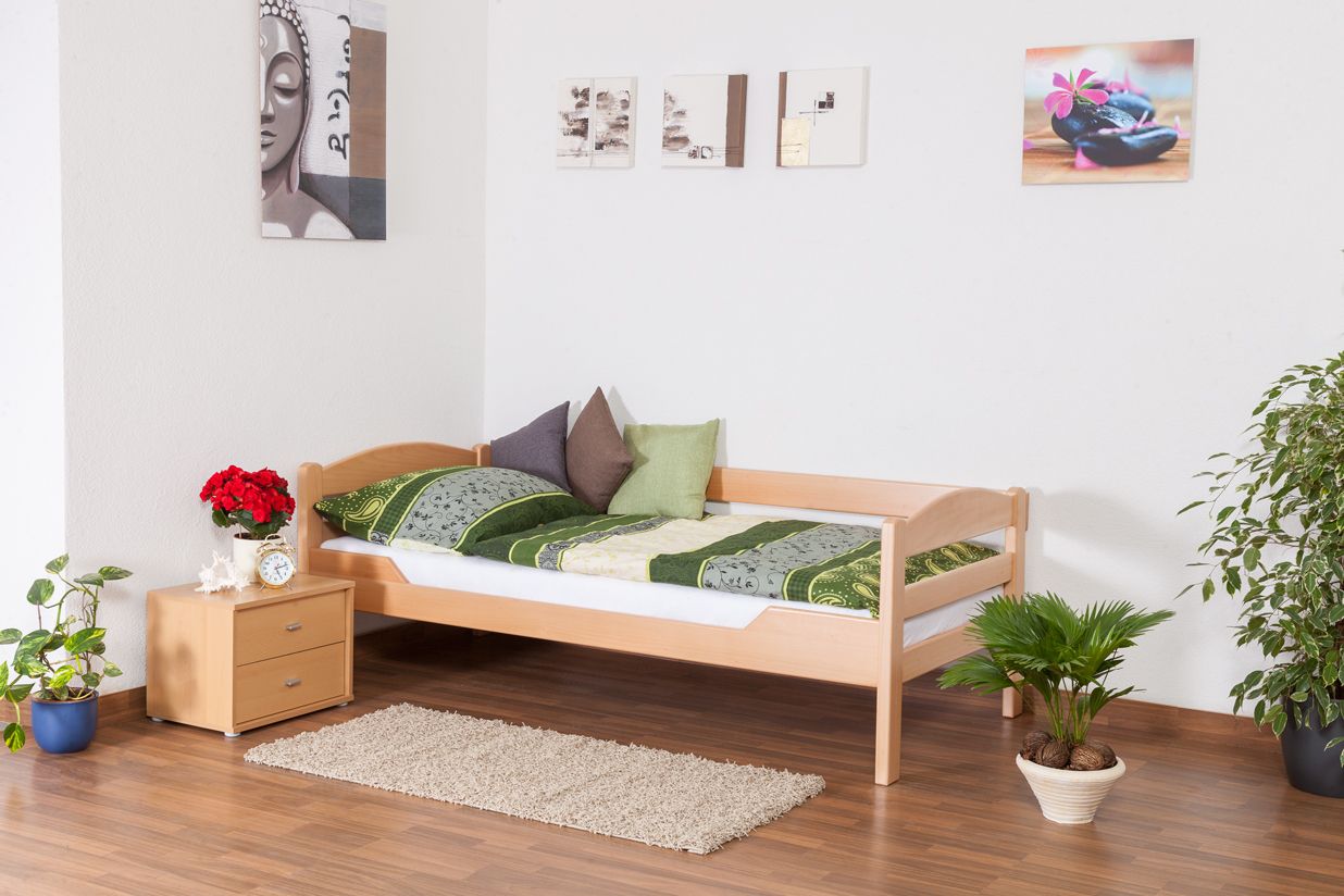 Einzelbett "Easy Premium Line" K1/n/s, Buche Vollholz massiv Natur