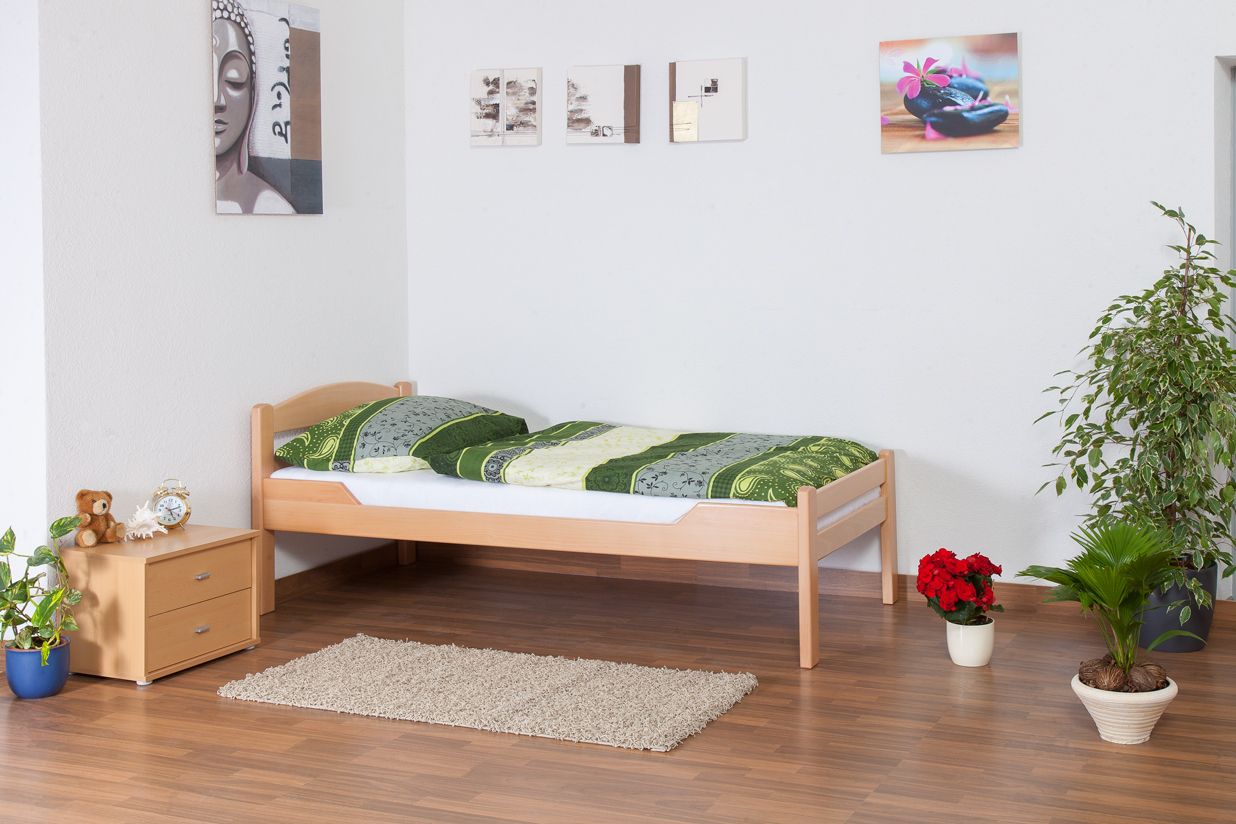 Einzelbett "Easy Premium Line" K1/2n, Buche Vollholz massiv Natur