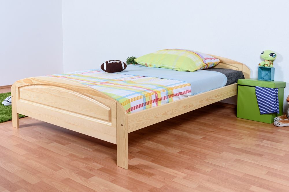 Kinderbett / Jugendbett Kiefer massiv Vollholz natur 87A, inkl. Lattenrost - 140 x 200 cm (B x L)