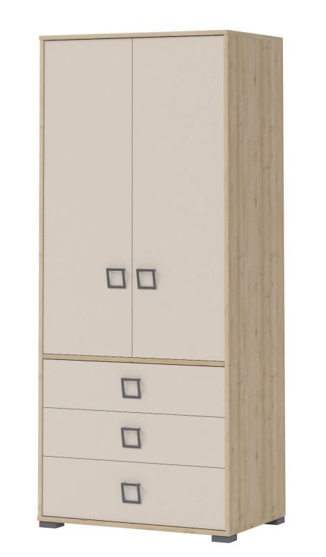 Drehtürenschrank / Kleiderschrank 13, Farbe: Buche / Creme - 198 x 84 x 56 cm (H x B x T)