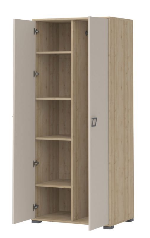 Drehtürenschrank / Kleiderschrank 12, Farbe: Buche / Creme - 198 x 84 x 56 cm (H x B x T)