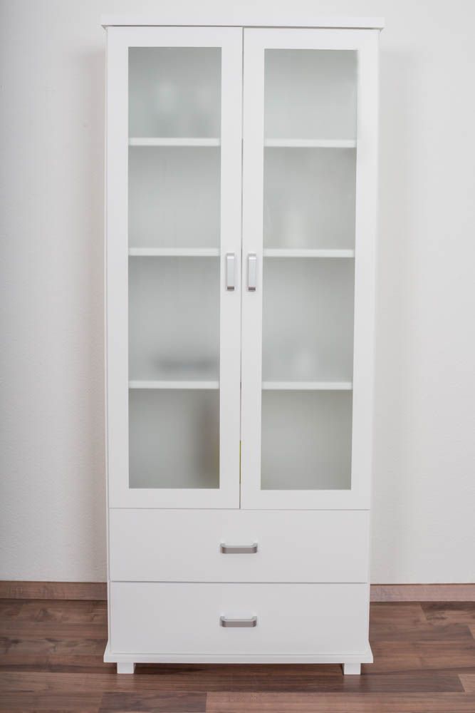 Kleiderschrank Kiefer Vollholz massiv weiß lackiert Columba 02 - Abmessung 195 x 80 x 50 cm