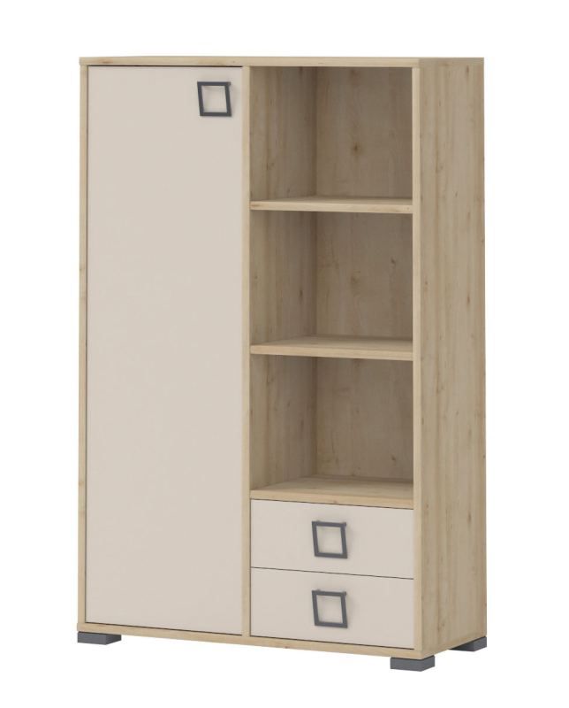 Kinderzimmer - Kommode Benjamin 26, Farbe: Buche / Creme - 134 x 86 x 37 cm (H x B x T)