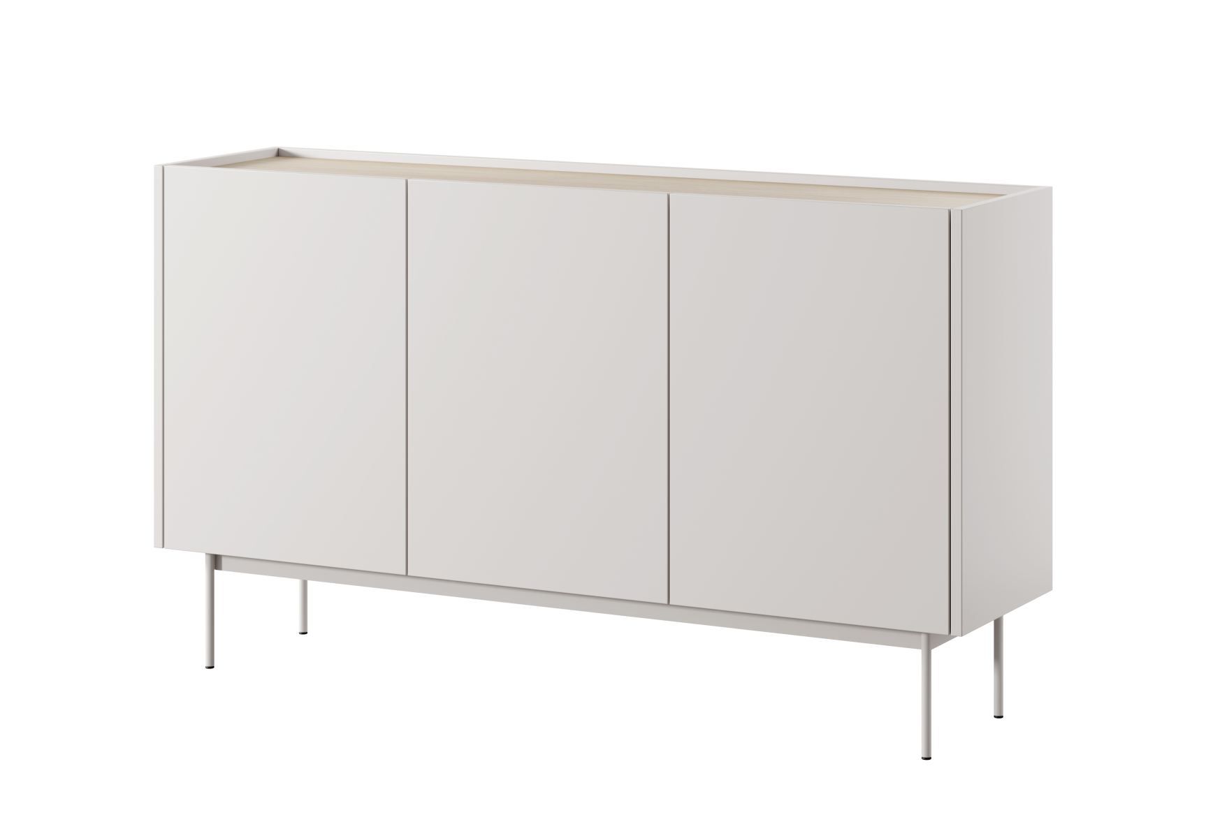 Kommode Cascob 02 mit Soft Close System und 6 Fächern, Kaschmir / Eiche, 83 x 144 x 37 cm, schlichtes griffloses Design, viel Stauraum