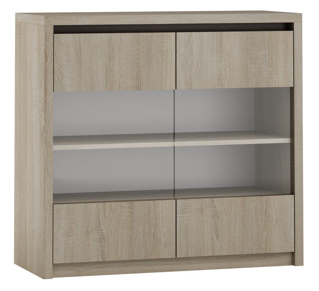 Vitrine Popondetta 15, Farbe: Sonoma Eiche - Abmessungen: 88 x 95 x 38 cm (H x B x T)