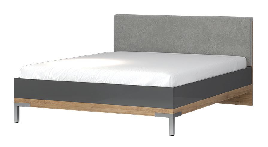 Doppelbett Vaitele 32, Farbe: Anthrazit Hochglanz / Walnuss - Liegefläche: 180 x 200 cm (B x L)