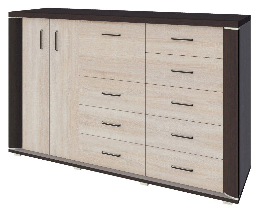 Kommode Aitape 48, Farbe: Sonoma Eiche dunkel / Sonoma Eiche hell - Abmessungen: 105 x 170 x 40 cm (H x B x T)