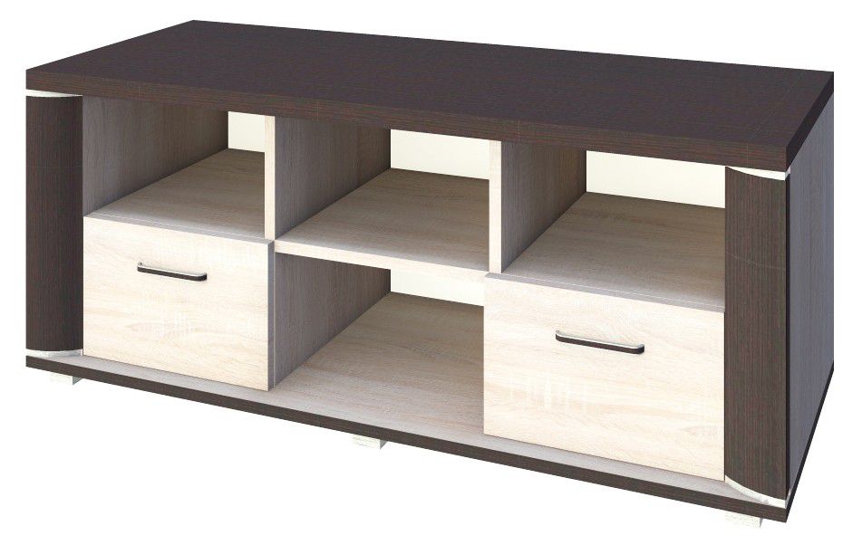 TV-Unterschrank Aitape 07, Farbe: Sonoma Eiche dunkel / Sonoma Eiche hell - Abmessungen: 53 x 135 x 49 cm (H x B x T)