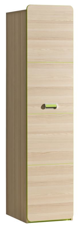 Jugendzimmer - Drehtürenschrank / Kleiderschrank Dennis 02, Farbe: Esche Grün - Abmessungen: 188 x 45 x 52 cm (H x B x T)