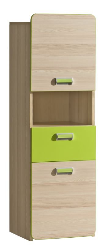 Jugendzimmer - Highboard Dennis 04, Farbe: Esche Grün - Abmessungen: 144 x 45 x 40 cm (H x B x T)