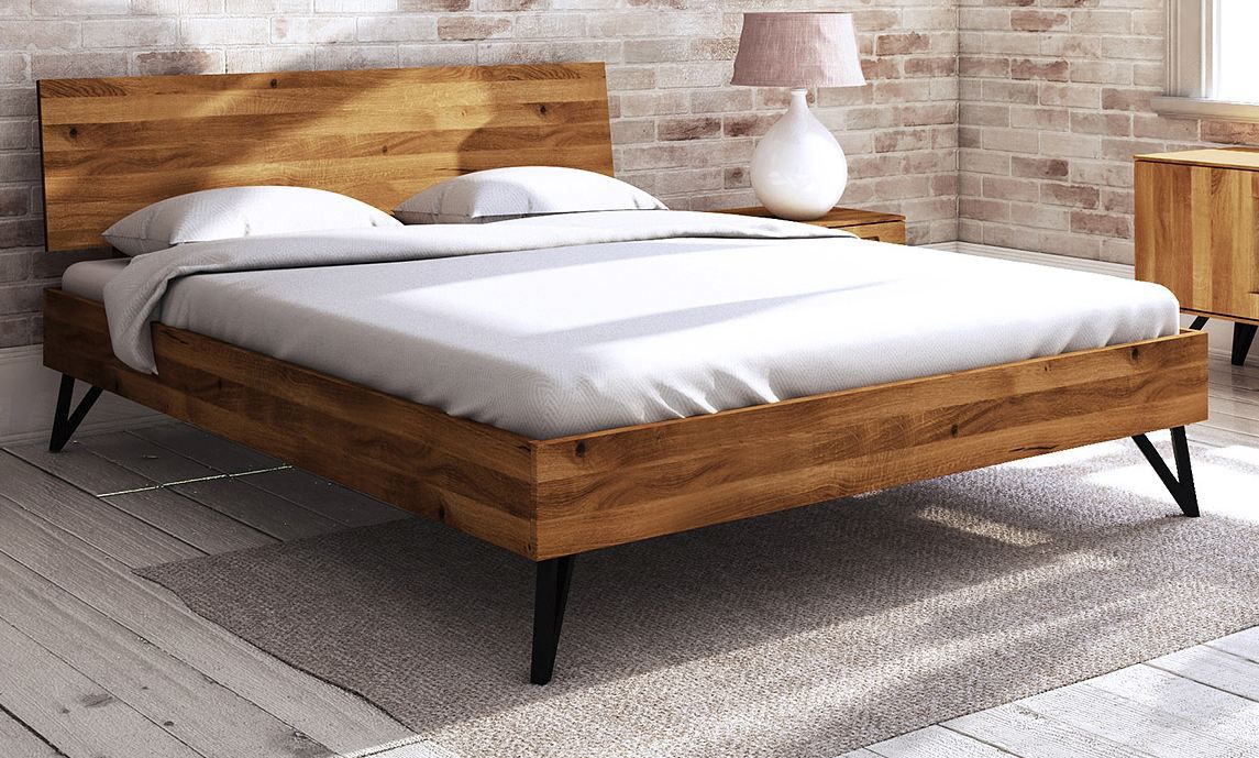 Doppelbett Masterton 02 Wildeiche massiv geölt - Liegefläche: 180 x 200 cm (B x L)