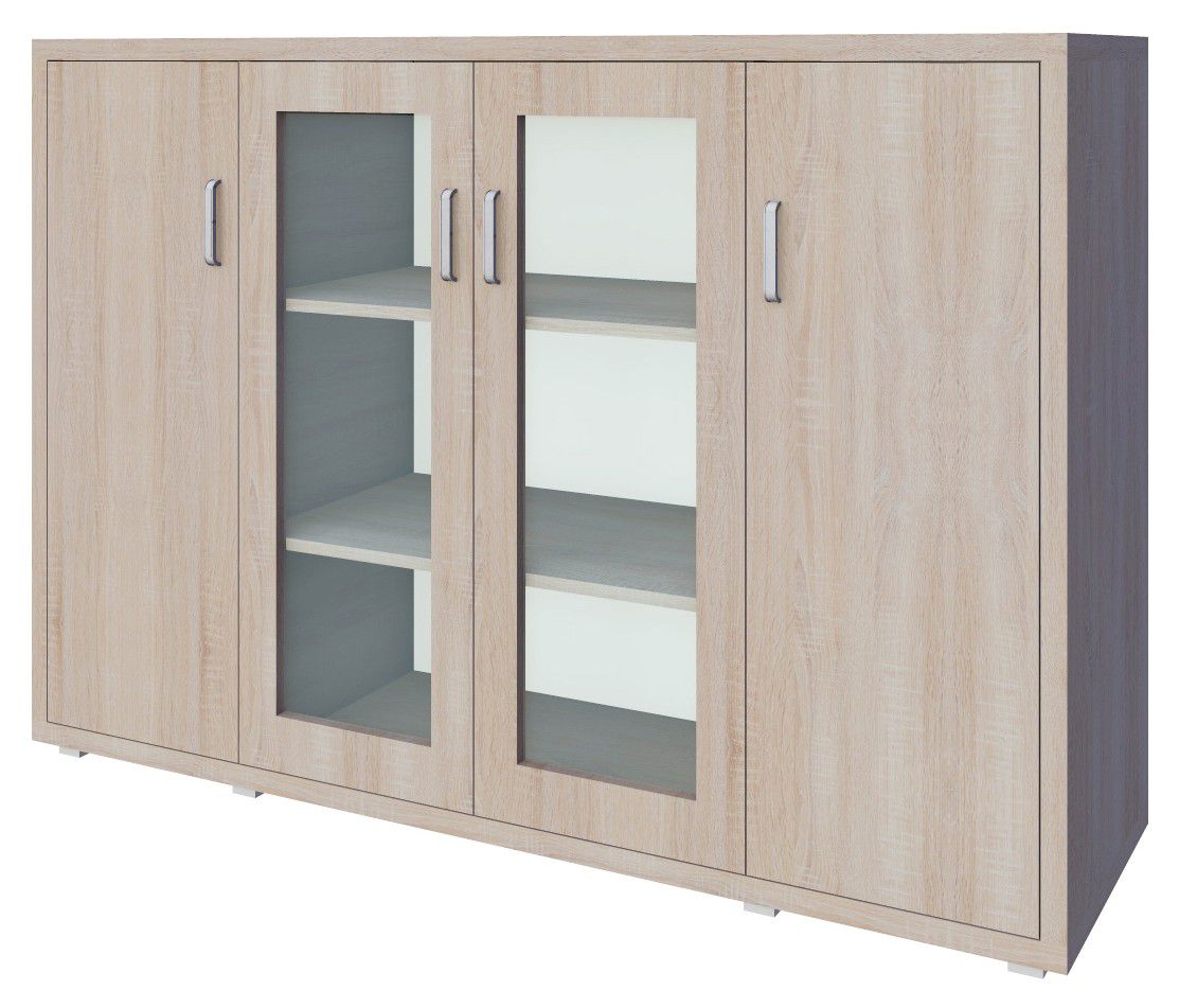 Vitrine Kerowagi 19, Farbe: Sonoma Eiche - Abmessungen: 125 x 190 x 41 cm (H x B x T)