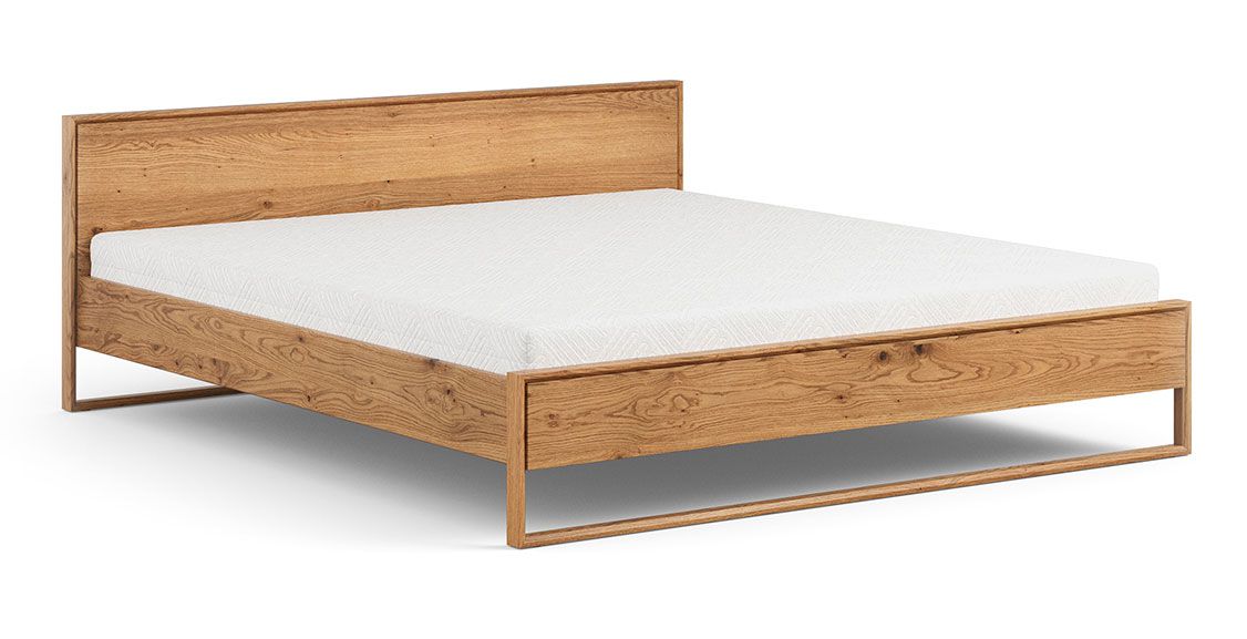 Einzelbett Amru 01 in Eiche geölt, Massivholz, 91 x 149 x 210 cm, Liegefläche: 140 x 200 cm, modern und minimalistisch, stilvoll, hochwertig