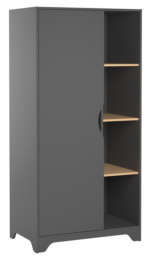 Drehtürenschrank / Kleiderschrank Majvi 02, Farbe: Grau / Eiche - Abmessungen: 190 x 89 x 52 cm (H x B x T)