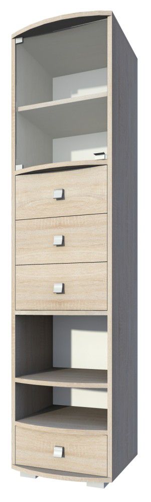 Vitrine Rabaul 29, Farbe: Sonoma Eiche - Abmessungen: 200 x 49 x 40 cm (H x B x T)