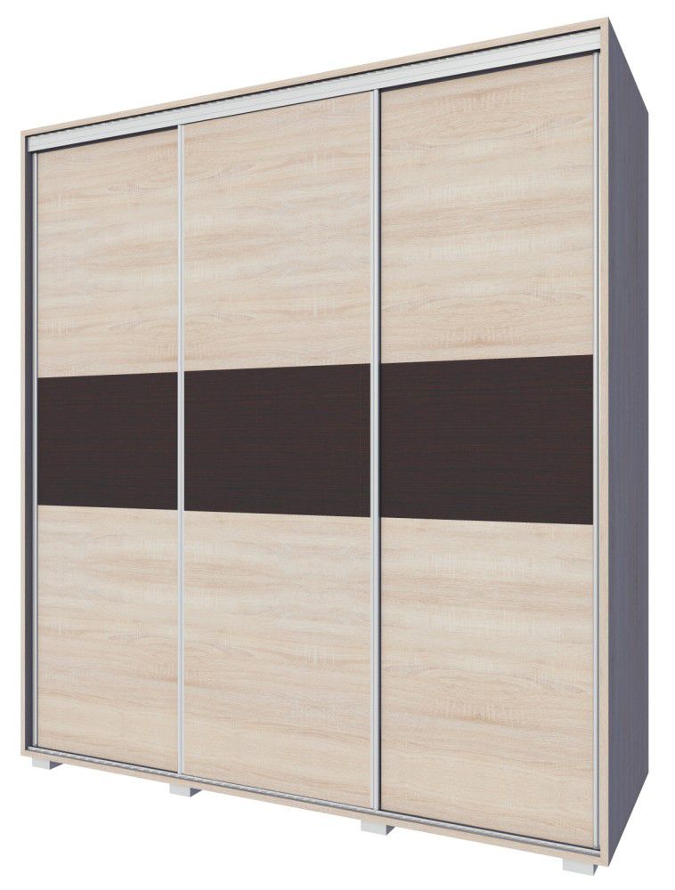 Schiebetürenschrank / Kleiderschrank Rabaul 39, Farbe: Sonoma Eiche hell / Sonoma Eiche dunkel - Abmessungen: 210 x 160 x 60 cm (H x B x T)