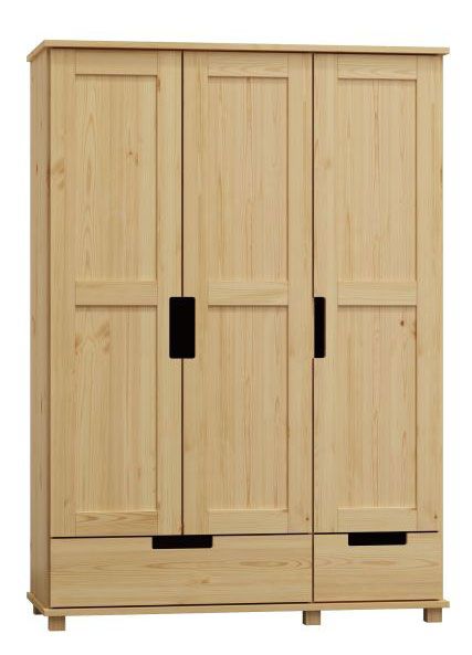 Kleiderschrank / Drehtürenschrank Kiefer massiv Vollholz natur 009 - Abmessung 190 x 133 x 60 cm (H x B x T)