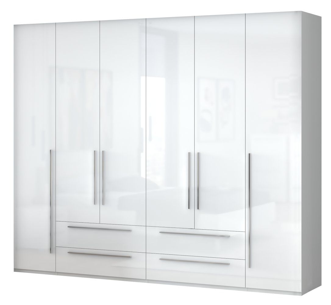 Drehtürenschrank / Kleiderschrank Siumu 35, Farbe: Weiß / Weiß Hochglanz - 224 x 272 x 56 cm (H x B x T)