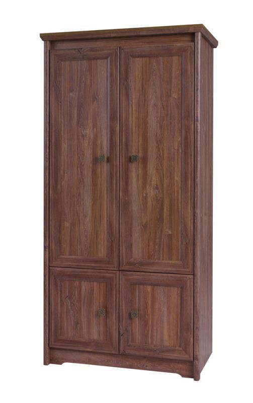 Drehtürenschrank / Kleiderschrank Pikine 01, Farbe: Eiche Dunkelbraun - 195 x 96 x 55 cm (H x B x T)