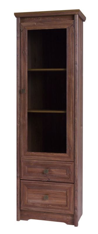 Vitrine Pikine 04, Farbe: Eiche Dunkelbraun - 195 x 61 x 41 cm (H x B x T)