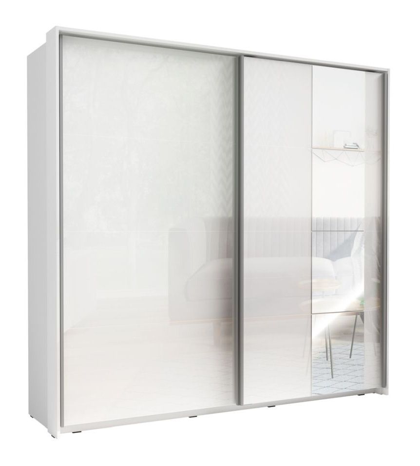 Schiebetürenschrank / Kleiderschrank Sparta, Farbe: Weiß - Abmessungen: 213 x 224 x 61 cm (H x B x T)