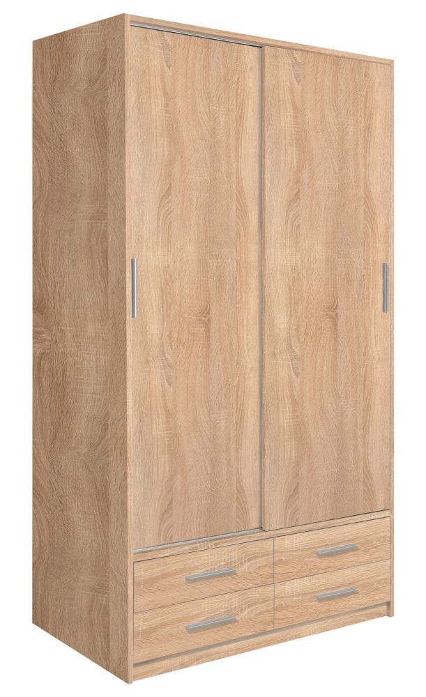 Schiebetürenschrank / Kleiderschrank Sidonia 10, Farbe: Eiche - Abmessungen: 203 x 118 x 61 cm (H x B x T)